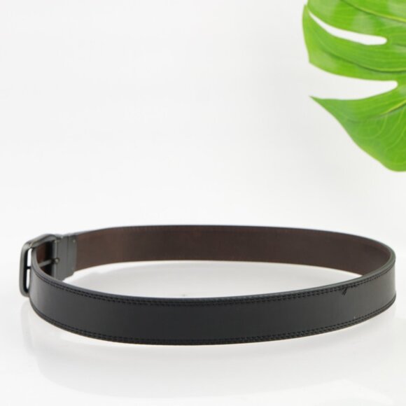 Levis Mens Belt Size 38 Sturdy Black Leather 2" Wide Stitched Durable Work - Picture 6 of 11